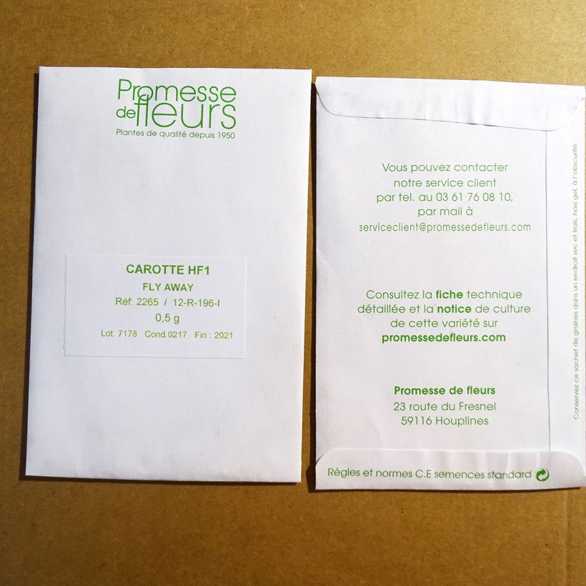 Exemple de spécimen de Carotte Fly Away F1  - Daucus carota  Graines tel que livré