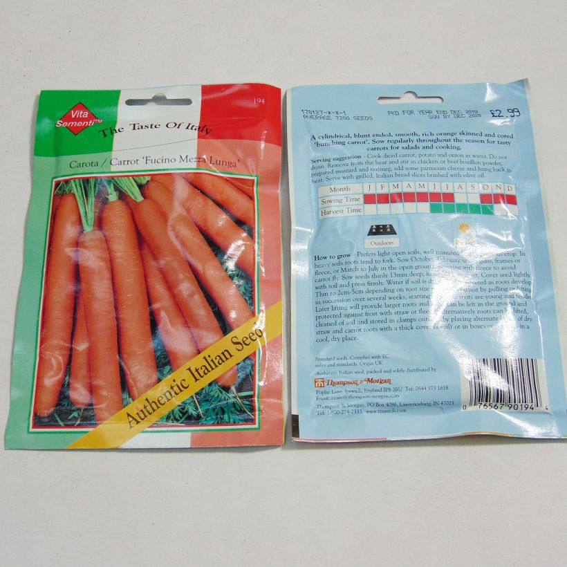 Exemple de spécimen de Carotte Fucino - Daucus carota  Graines tel que livré
