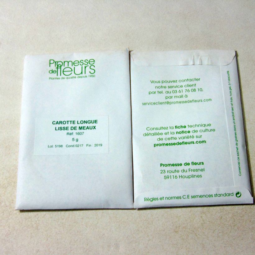 Exemple de spécimen de Carotte Longue Lisse de Meaux - Daucus carota tel que livré