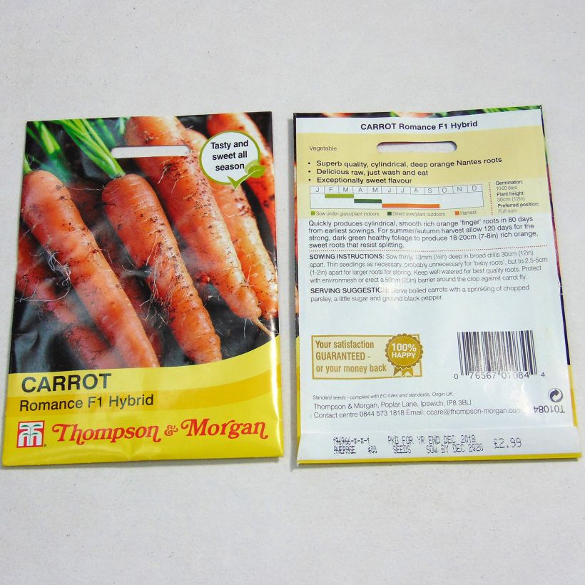 Exemple de spécimen de Carotte Romance - Daucus carota  le sachet de 400 graines tel que livré