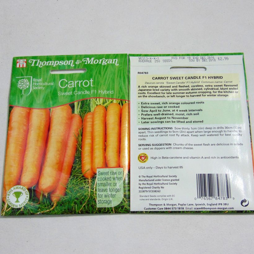 Exemple de spécimen de Carotte Sweet Candle F1 - Daucus carota  Graines tel que livré