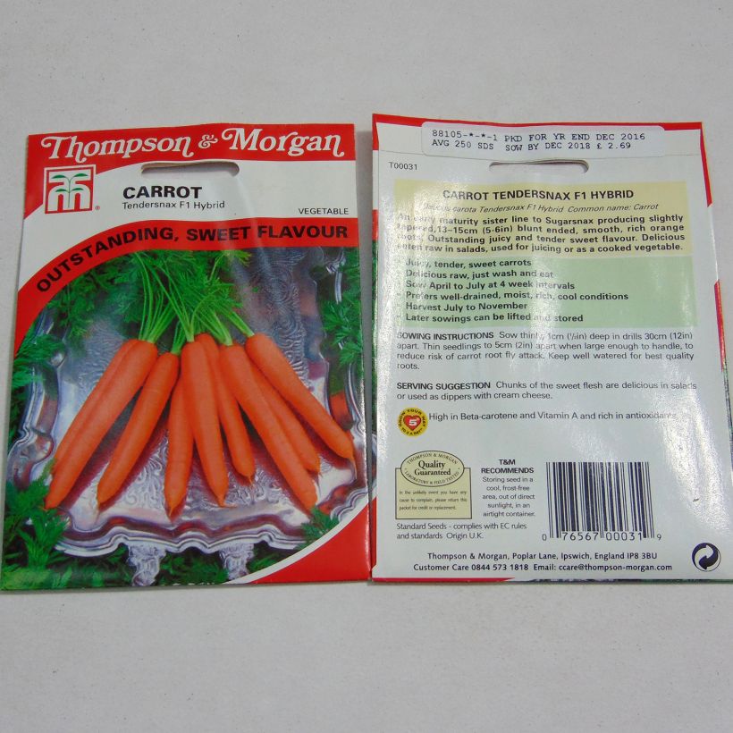 Exemple de spécimen de Carotte Tendersnax F1 - Daucus carota  le sachet de 250 graines tel que livré