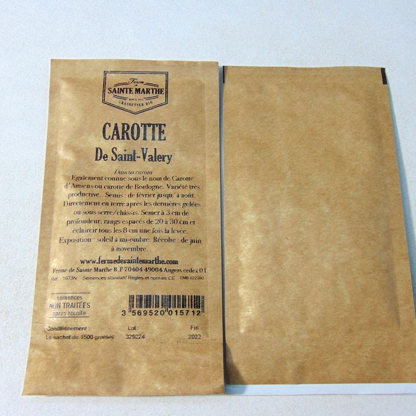 Exemple de spécimen de Carotte de Saint-Valéry NT - Ferme de Sainte Marthe Graines tel que livré