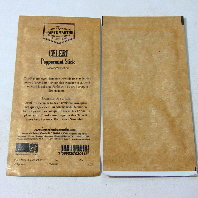 Exemple de spécimen de Céleri Peppermint Stick Bio - Ferme de Sainte Marthe Graines tel que livré