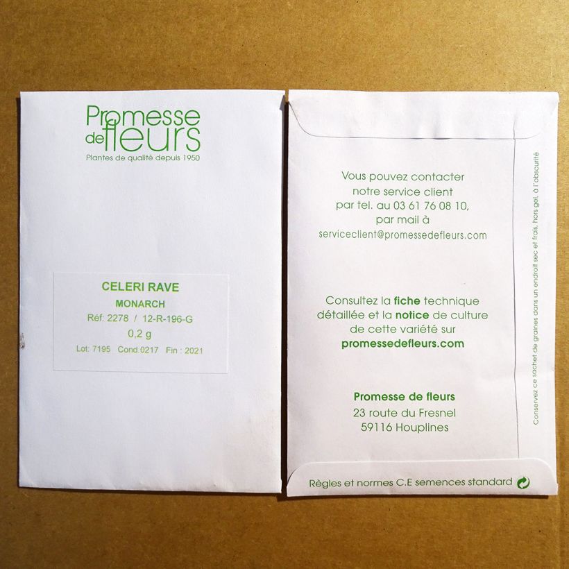 Exemple de spécimen de Céleri rave Monarch - Apium graveolens le sachet de 50 graines tel que livré