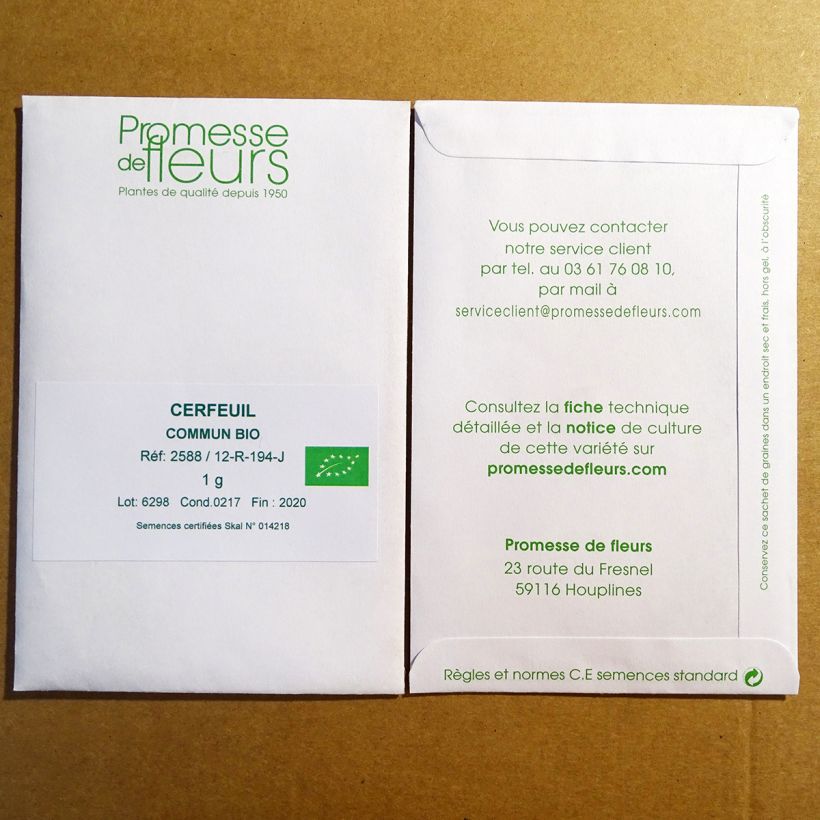 Exemple de spécimen de Cerfeuil commun Bio  Graines tel que livré