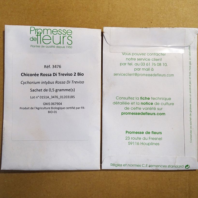 Exemple de spécimen de Chicorée Rossa Di Treviso 2 Bio le sachet de 300 graines (0.5g) tel que livré