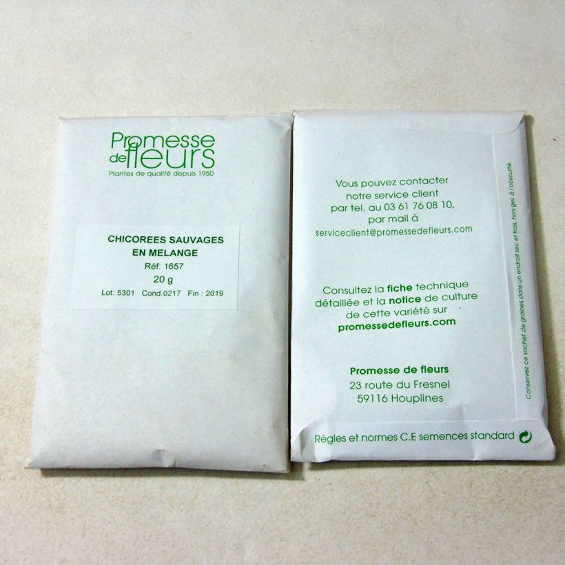 Exemple de spécimen de Chicorée sauvage en mélange - Cichorium intybus le sachet de 12000 graines (minimum 20g) tel que livré