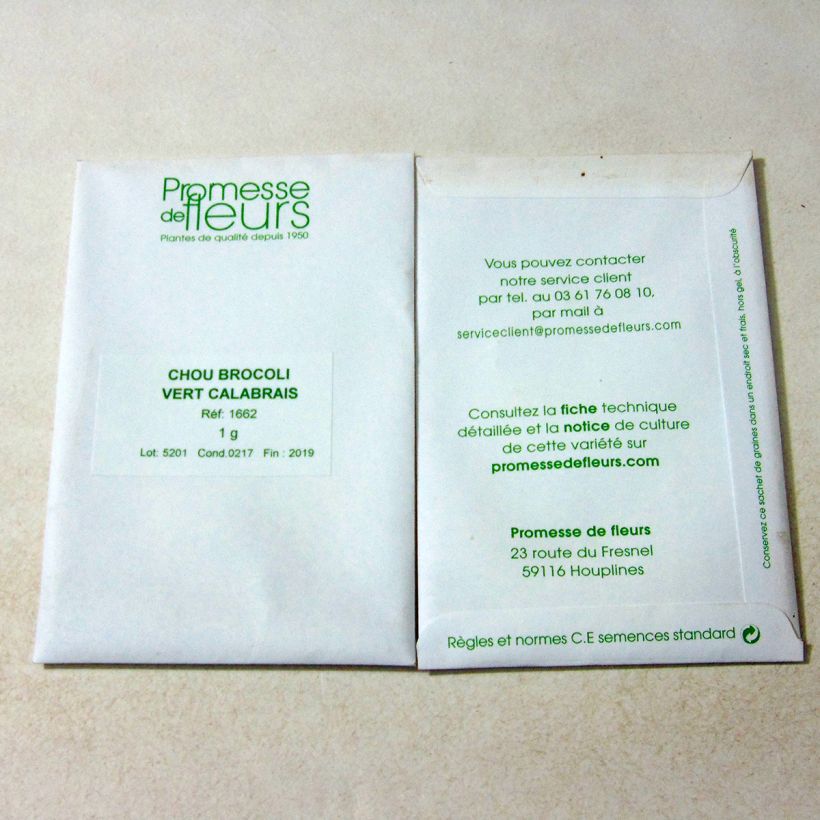 Exemple de spécimen de Chou Brocoli Vert Calabrais Graines tel que livré