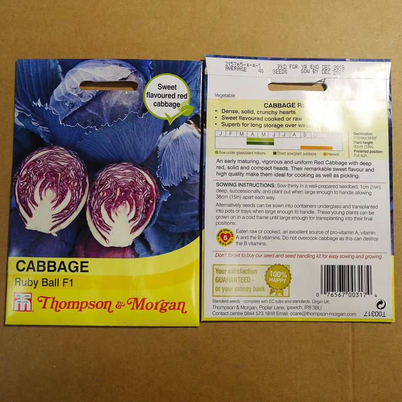 Exemple de spécimen de Chou Cabus Ruby Ball F1 rouge Graines tel que livré