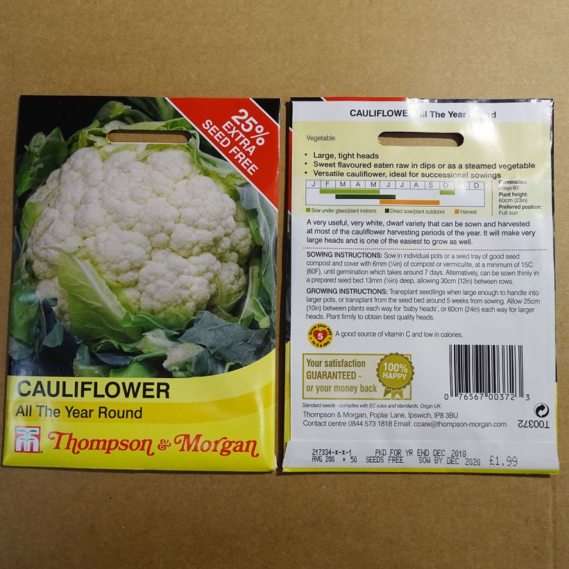 Exemple de spécimen de Chou-Fleur All The Year Round Graines tel que livré