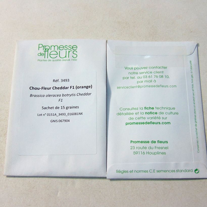 Exemple de spécimen de Chou-Fleur Cheddar F1 (orange) Graines tel que livré