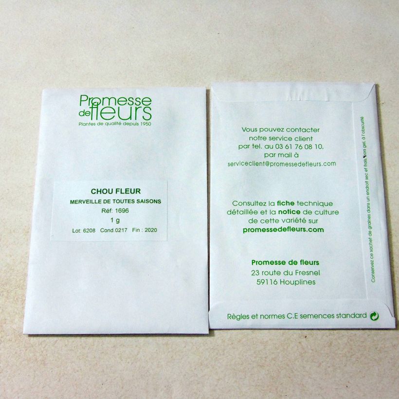 Exemple de spécimen de Chou-Fleur Merveille de Toutes Saisons Graines tel que livré