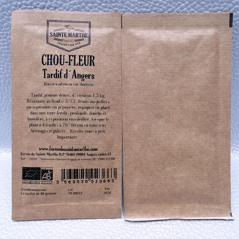 Exemple de spécimen de Chou-Fleur Tardif d'Angers Bio - Ferme de Sainte Marthe Graines tel que livré