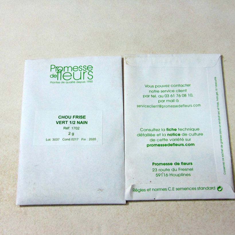 Exemple de spécimen de Chou Frisé Halbhoher Vert demi-nain Graines tel que livré