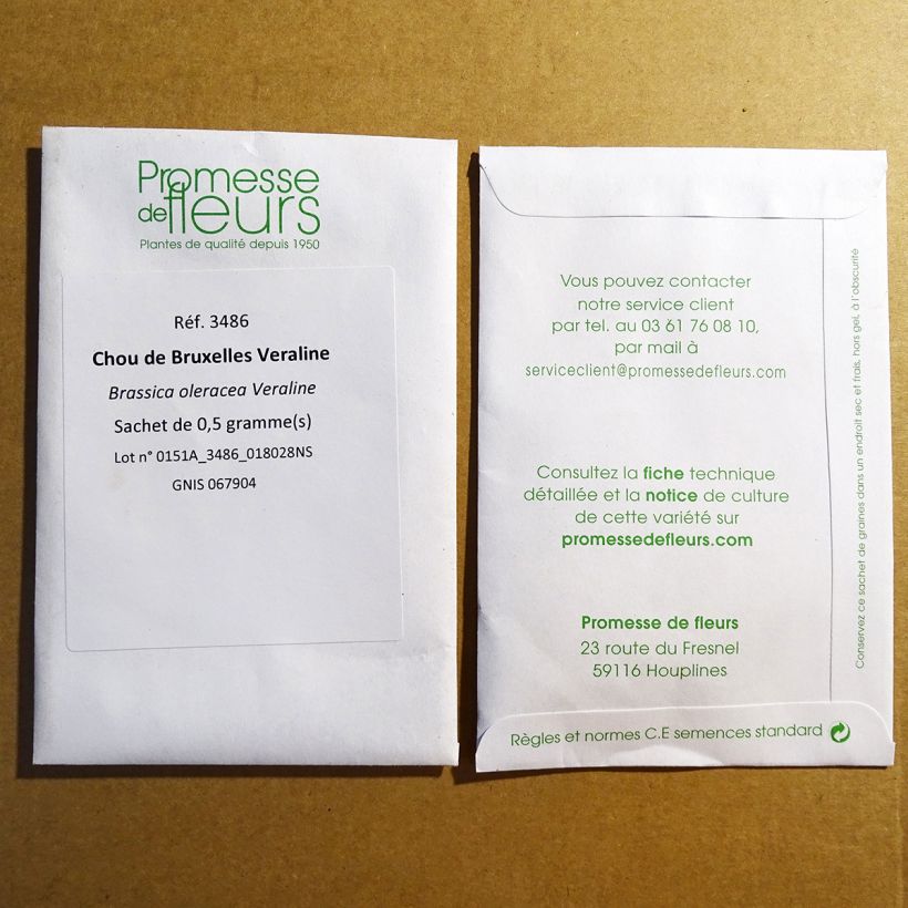 Exemple de spécimen de Chou de Bruxelles Veraline le sachet de 200 graines (0.5g) tel que livré