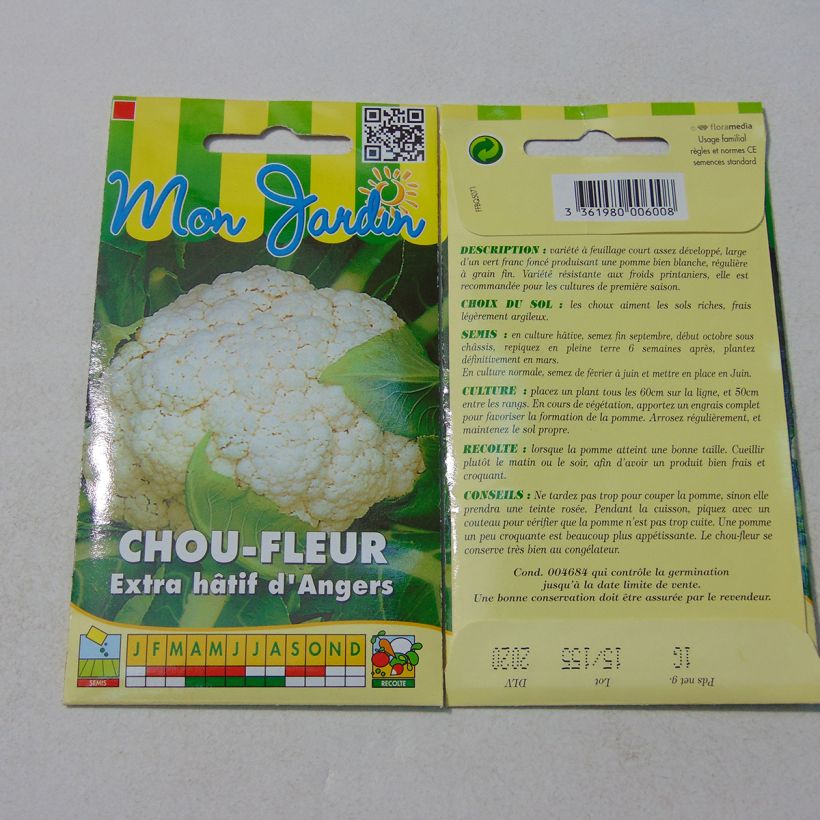 Exemple de spécimen de Chou-fleur Extra-Hâtif d'Angers - Brassica oleracea Graines tel que livré