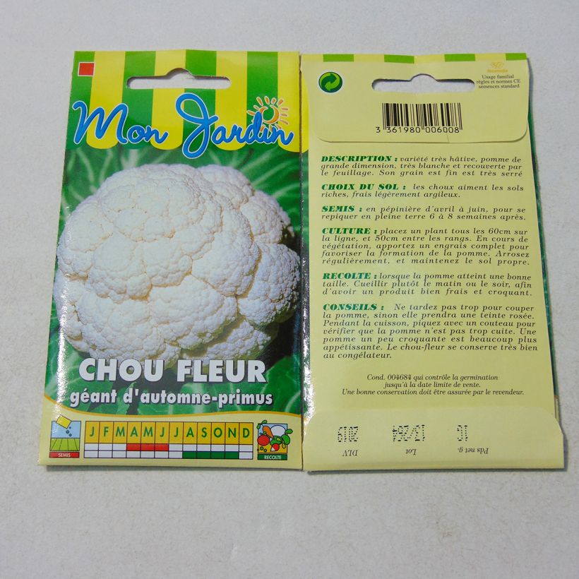 Exemple de spécimen de Chou fleur Géant d'Automne Primus - Brassoca oleracea Graines tel que livré
