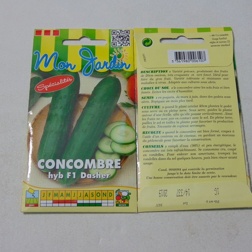 Exemple de spécimen de Concombre Dasher F1 - Cucumis sativus Graines tel que livré