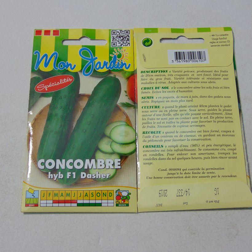 Exemple de spécimen de Concombre Dasher F1 - Cucumis sativus tel que livré