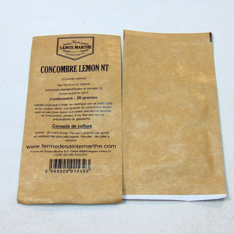 Exemple de spécimen de Concombre Lemon NT - Ferme de Sainte Marthe Graines tel que livré