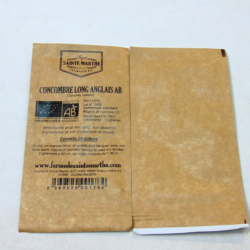 Exemple de spécimen de Concombre Long Anglais Bio - Ferme de Sainte Marthe Graines tel que livré