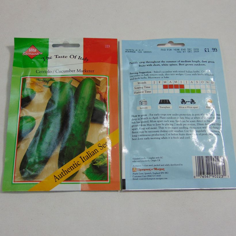 Exemple de spécimen de Concombre demi-long Cetriolo Marketer - Cucumis sativus Graines tel que livré
