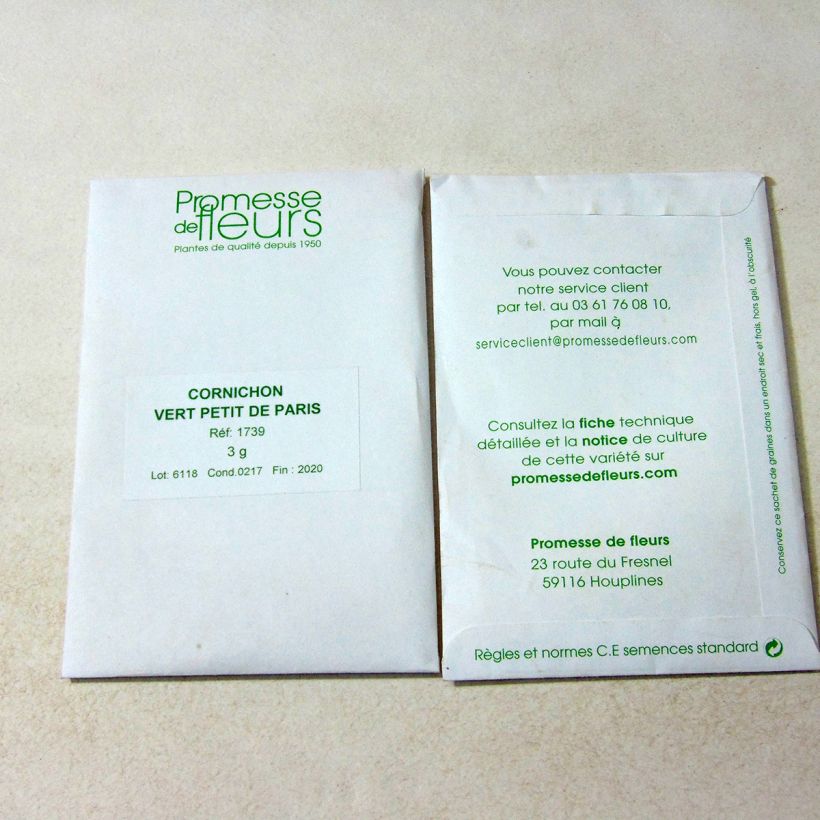 Exemple de spécimen de Cornichon Vert Petit de Paris Graines tel que livré