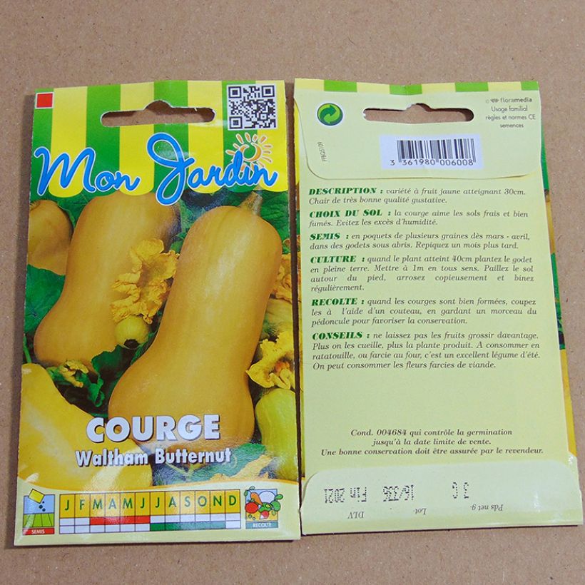 Exemple de spécimen de Courge Butternut Waltham  Graines tel que livré