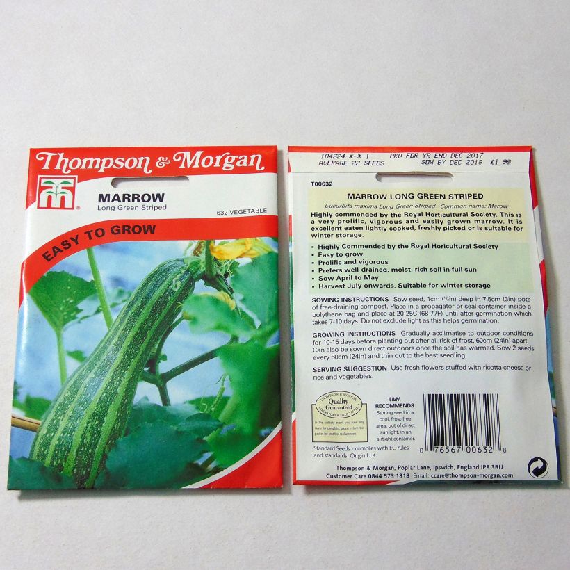 Exemple de spécimen de Courge Long Green Striped  Graines tel que livré
