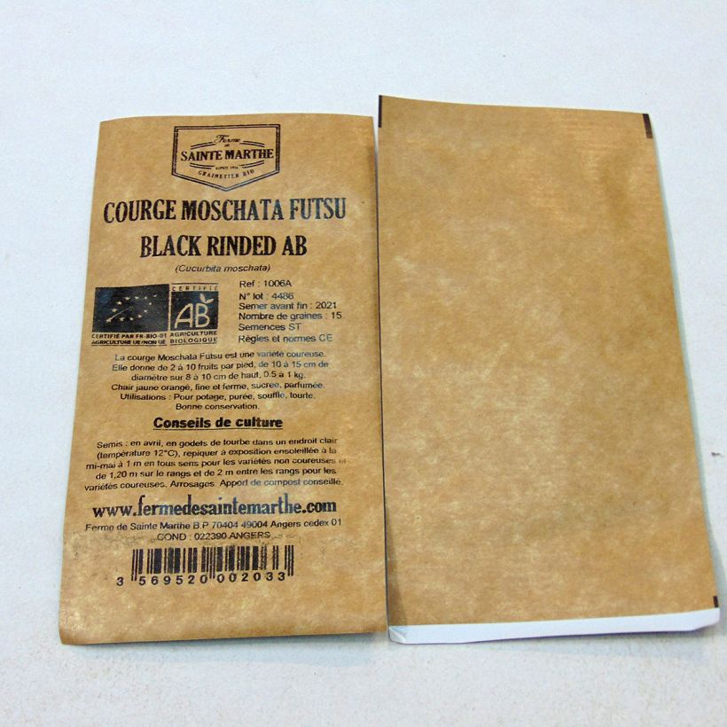 Exemple de spécimen de Courge Moschata Futsu Black Rinded Bio - Ferme de Sainte Marthe Graines tel que livré