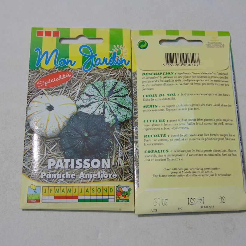 Exemple de spécimen de Courge Pâtisson Vert Panaché de Blanc Graines tel que livré