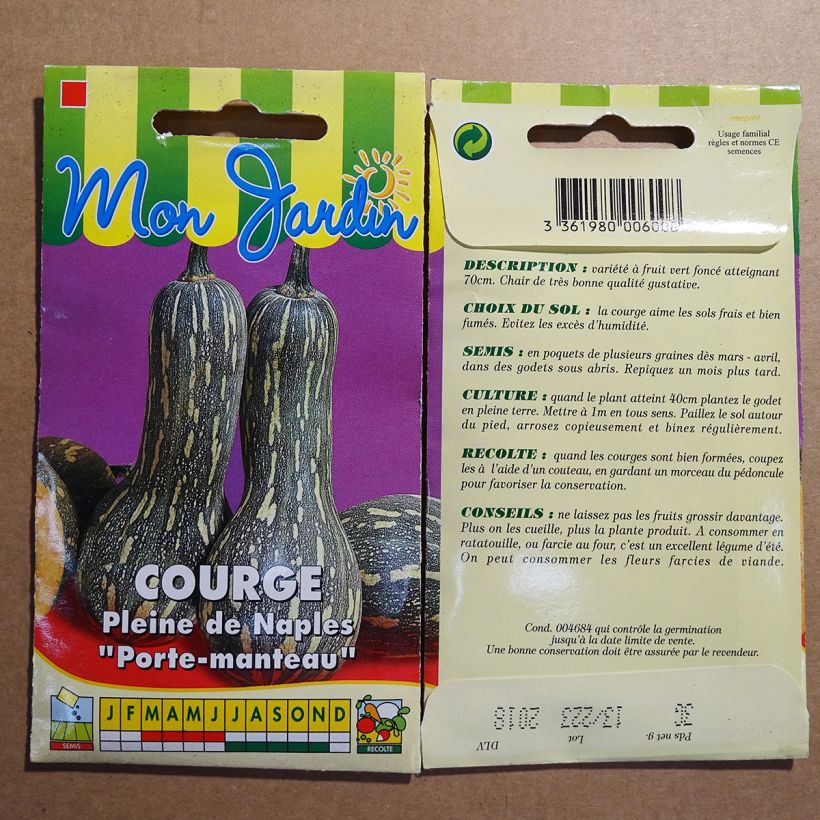 Exemple de spécimen de Courge Pleine de Naples - Lunga di Napoli Graines tel que livré