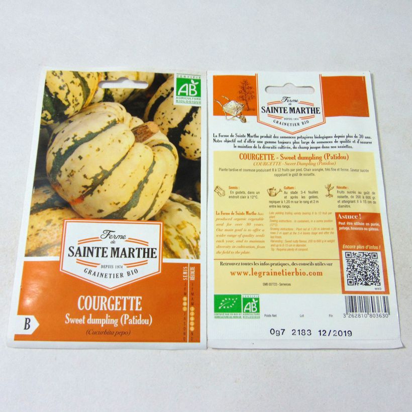 Exemple de spécimen de Courge Sweet dumpling (Patidou) Bio - Ferme de Sainte Marthe Graines tel que livré