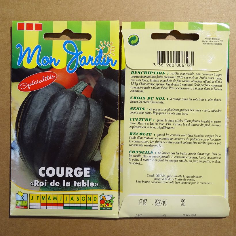 Exemple de spécimen de Courge Table King - Roi de la Table le sachet de 18 graines (3g) tel que livré