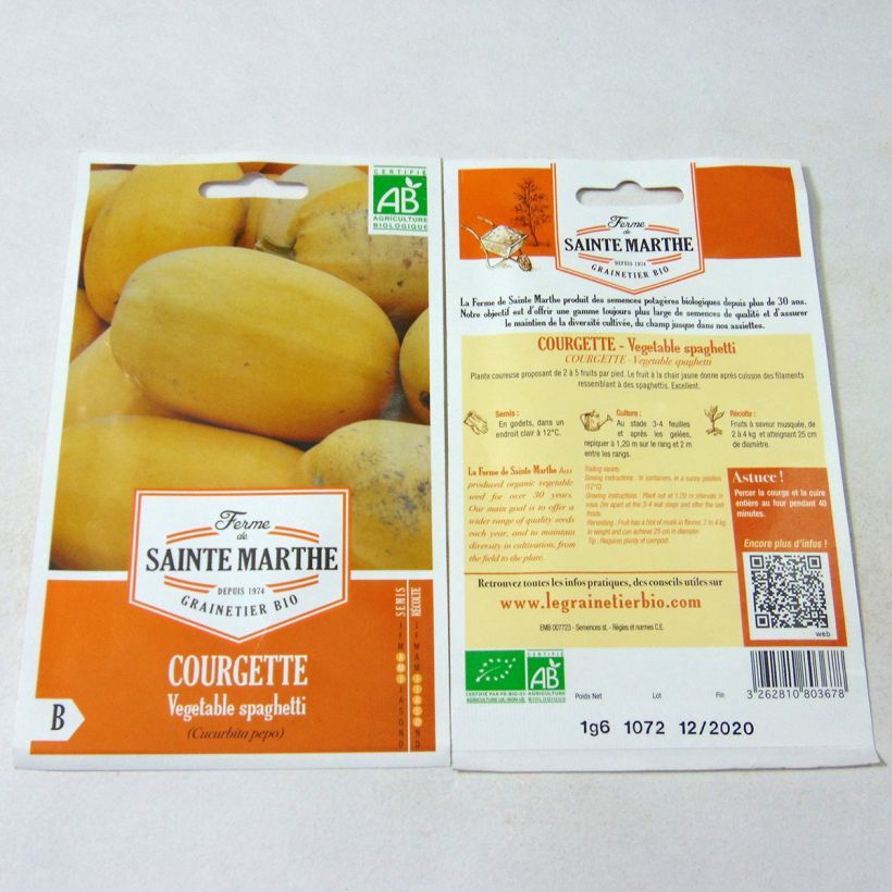 Exemple de spécimen de Courge Vegetable Spaghetti Bio - Ferme de Sainte Marthe Graines tel que livré