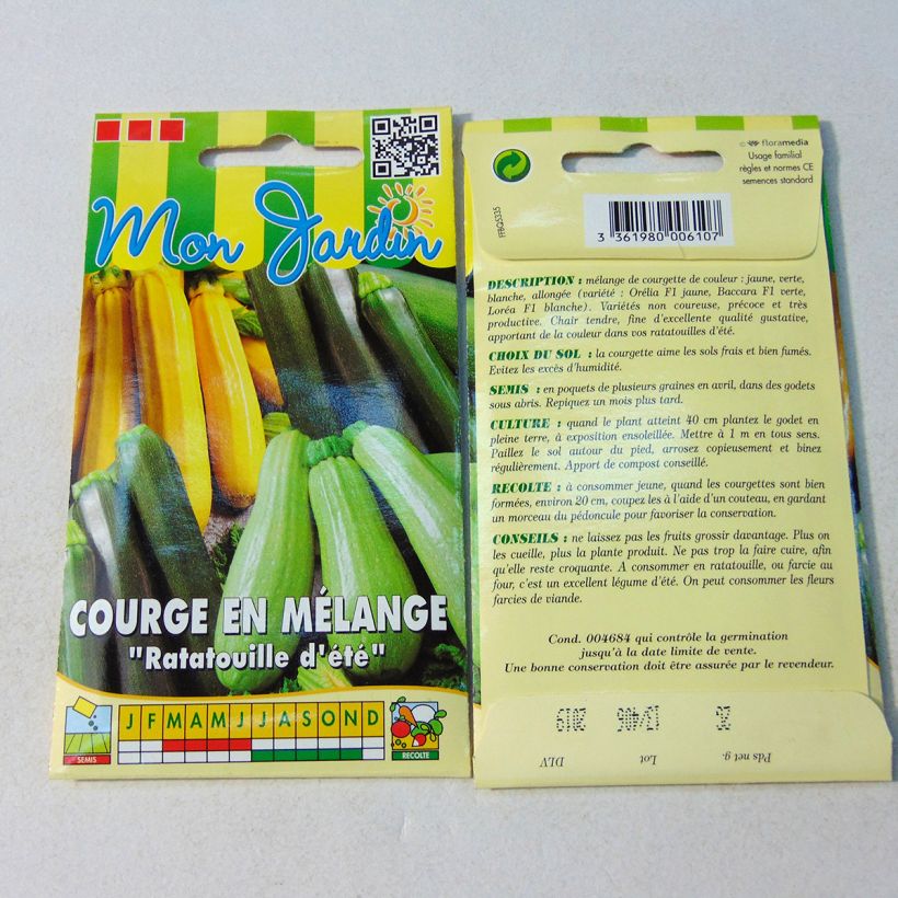 Exemple de spécimen de Courge en mélange Ratatouille d'été Graines tel que livré
