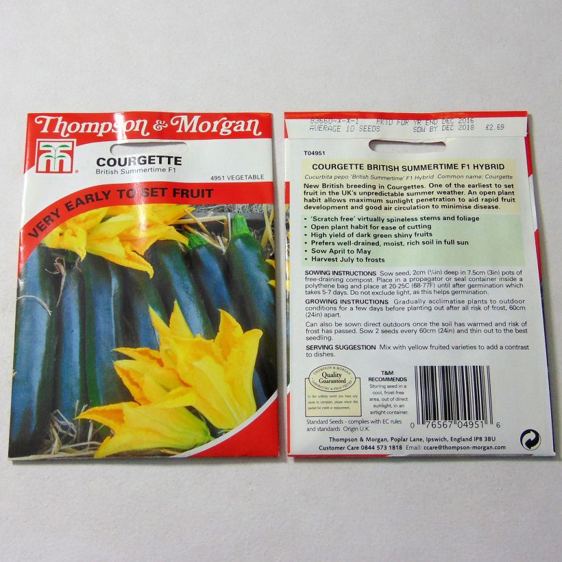 Exemple de spécimen de Courgette British Summertime F1 Graines tel que livré