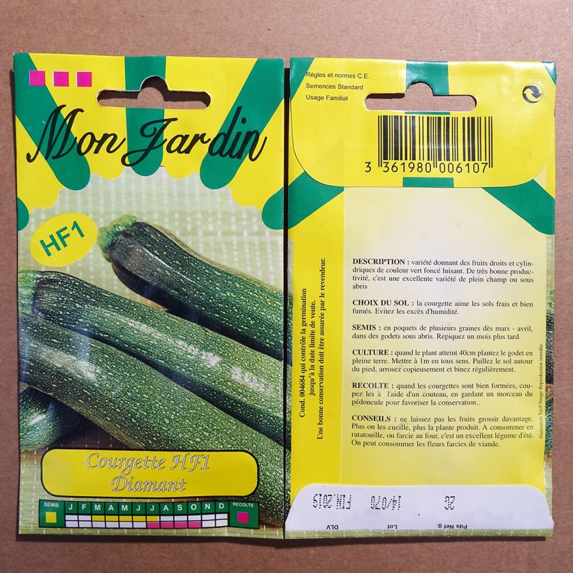 Exemple de spécimen de Courgette Diamant F1 tel que livré