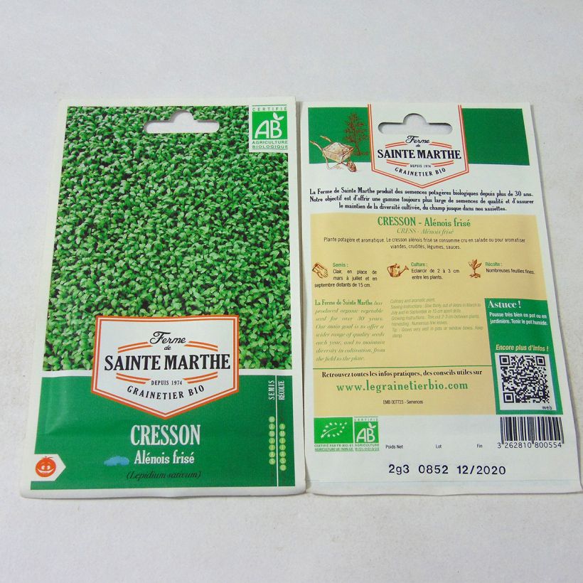 Exemple de spécimen de Cresson Alénois Frisé Bio - Ferme de Sainte Marthe Graines tel que livré