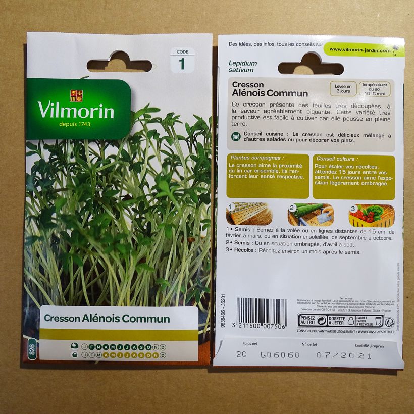 Exemple de spécimen de Cresson alénois commun - Vilmorin Graines tel que livré