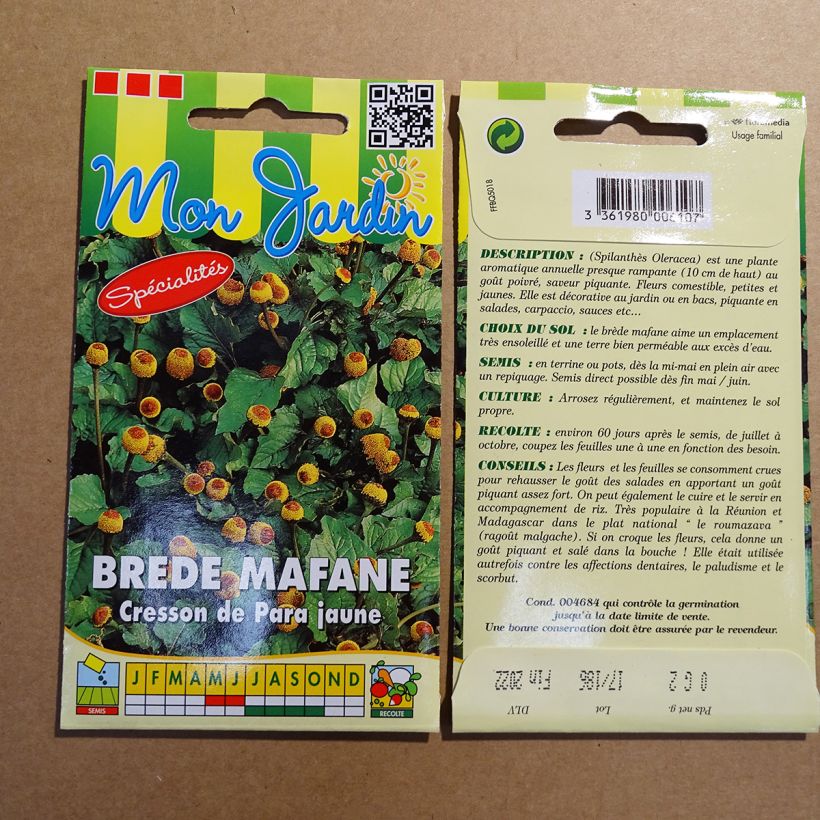 Exemple de spécimen de Cresson de Para jaune - Bredy Mafana - Spilanthes oleracea Graines tel que livré