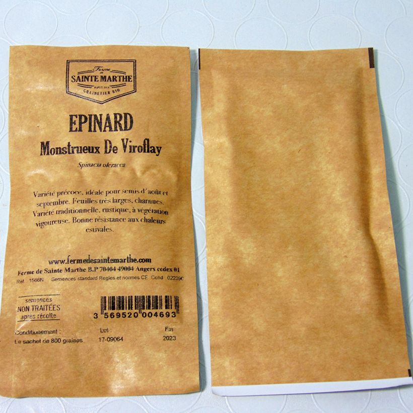 Exemple de spécimen de Epinard Monstrueux de Viroflay Bio - Ferme de Sainte Marthe Graines tel que livré
