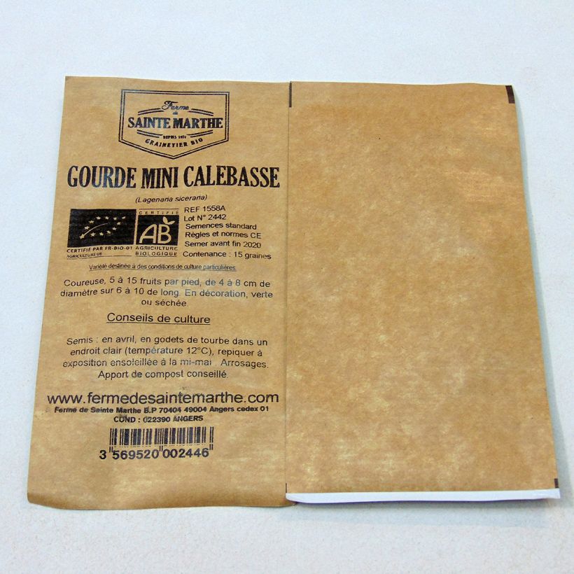Exemple de spécimen de Gourde Mini Calebasse Bio - Ferme de Sainte Marthe Graines tel que livré