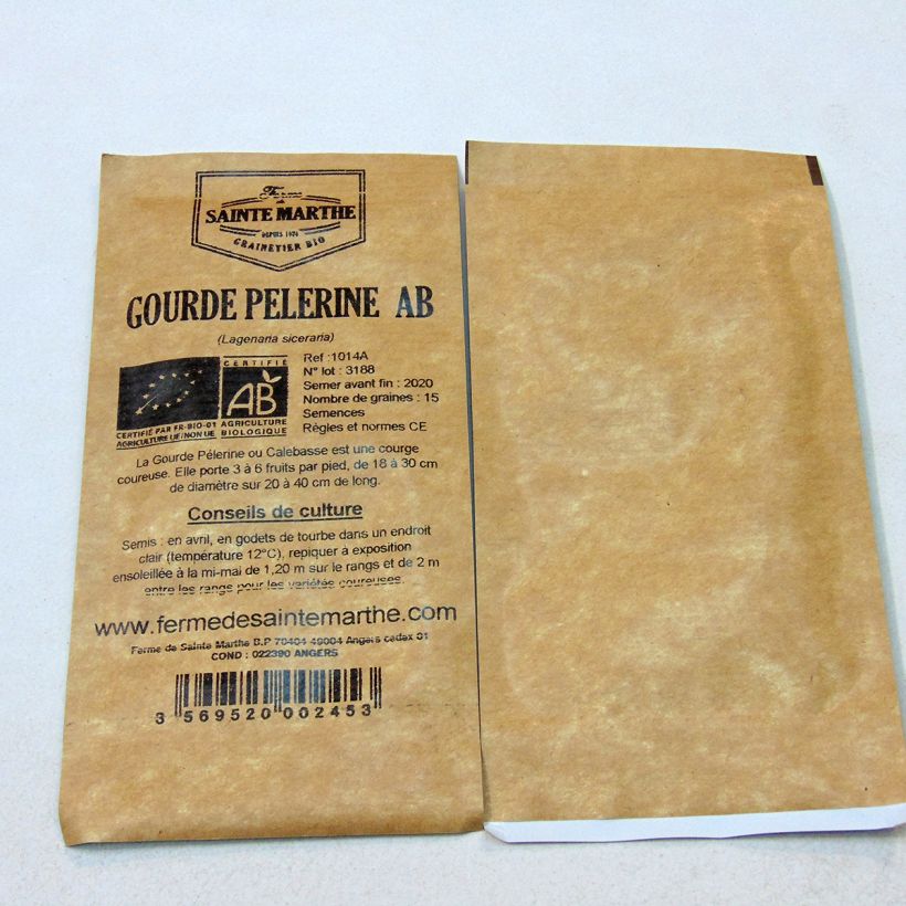 Exemple de spécimen de Gourde Pélerine ou Calebasse Bio - Ferme de Sainte Marthe Graines tel que livré