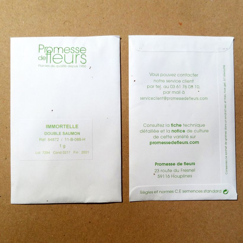 Exemple de spécimen de Graines d'Immortelle à bractées monstrueuse double saumon Graines tel que livré