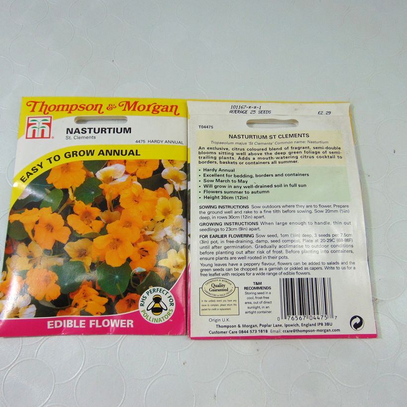 Exemple de spécimen de Graines de Capucine naine St Clements - Tropaeolum majus tel que livré