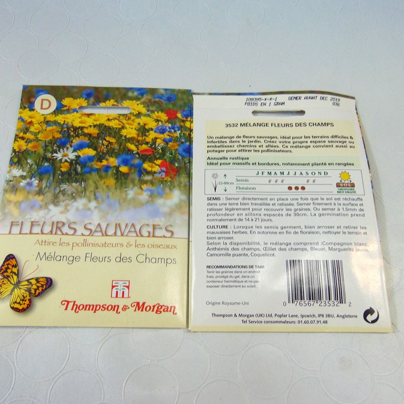 Exemple de spécimen de Graines de Cornfield Mixture - Mélange Fleurs des Champs tel que livré