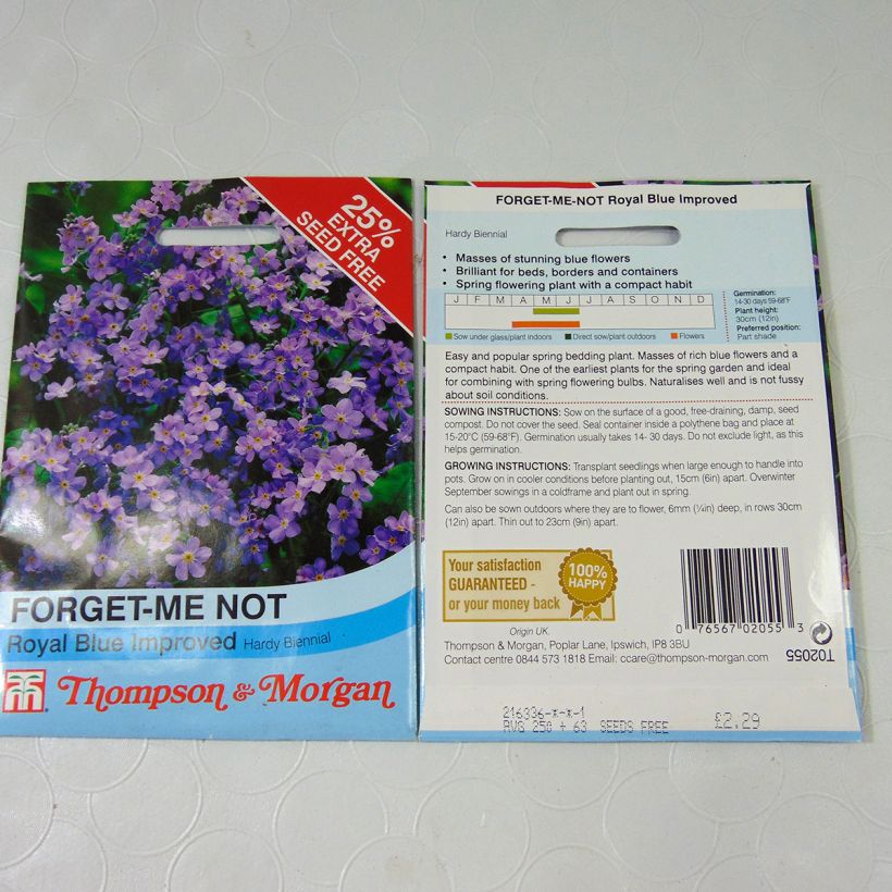 Exemple de spécimen de Graines de Myosotis Royal Blue Forget-me-not Graines tel que livré