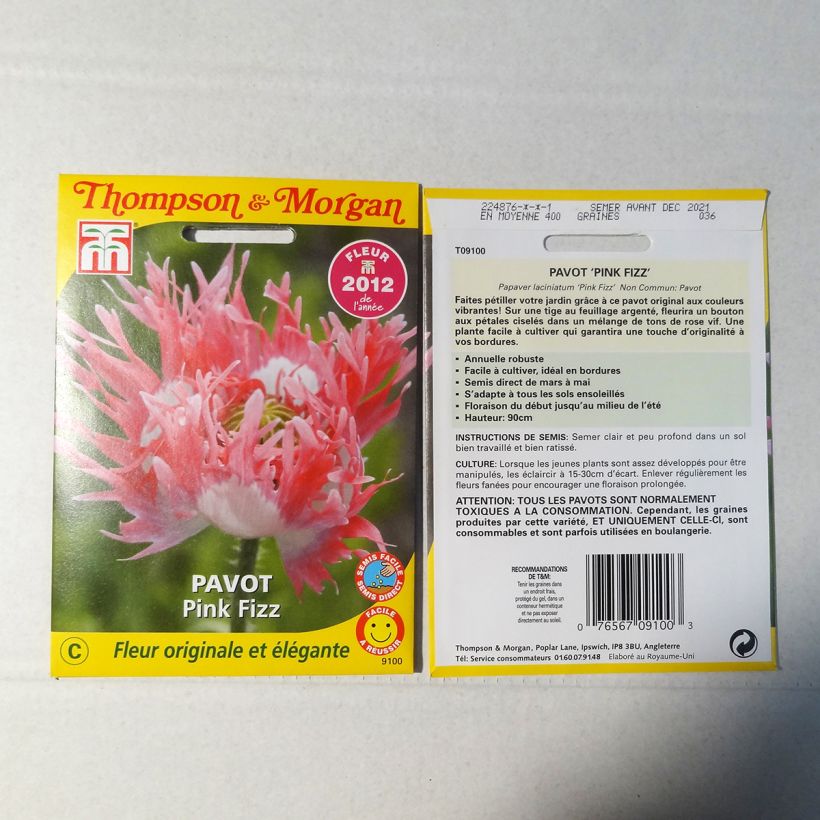Exemple de spécimen de Graines de Pavot annuel Pink Fizz - Papaver somniferum Graines tel que livré